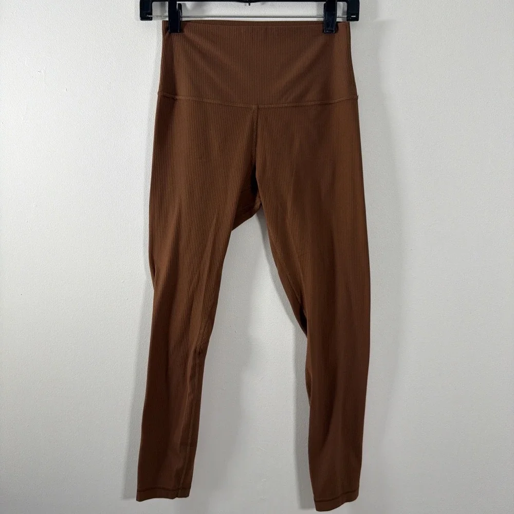 Lululemon Align High Rise Ribbed Pant Legging Size 6 Roasted Brown Yoga Workout